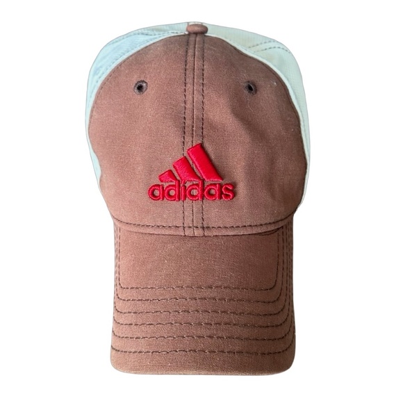ADIDAS Baseball Adjustable Hat Cap One Size Logo Cotton Brown White - Picture 1 of 6